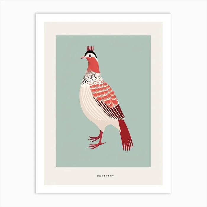 Minimalist Pheasant 7 Bird Poster Art Print by Feathered Muse