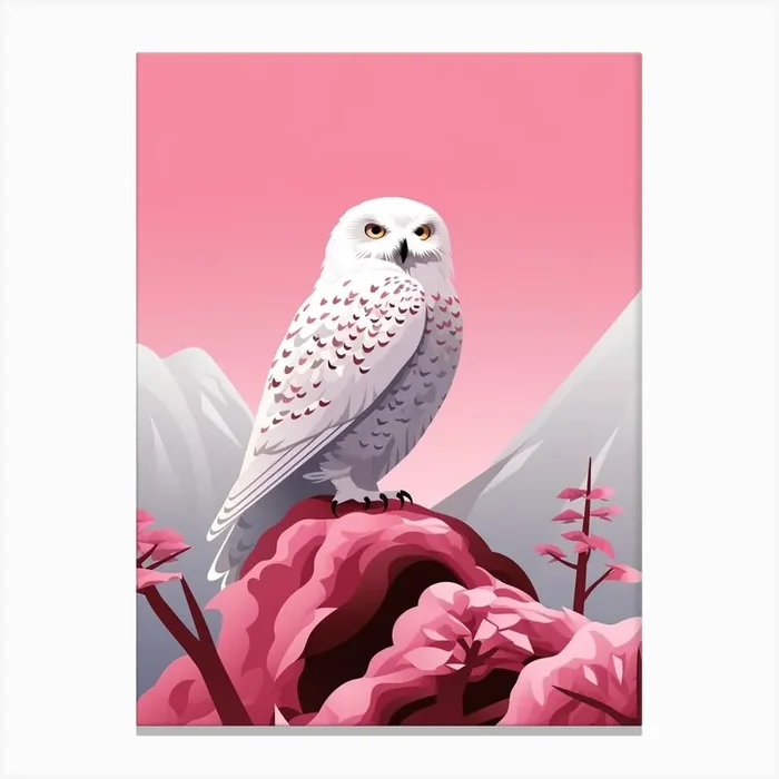 Minimalist Snowy Owl 2 Illustration Canvas Print by Feathered Muse
