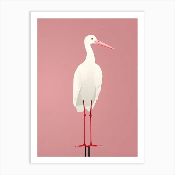 Minimalist Stork 2 Illustration Art Print by Feathered Muse