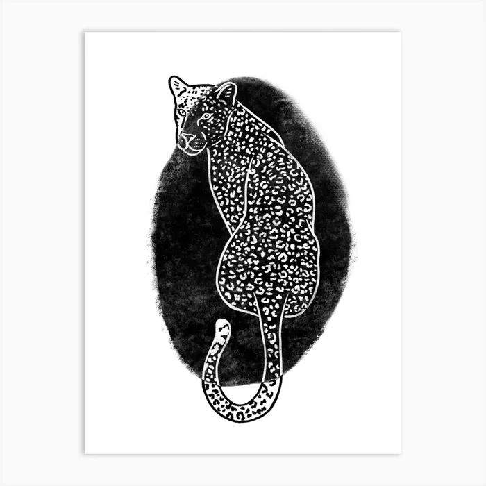 Monochrome Leopard Art Print by Bethany Illustrations