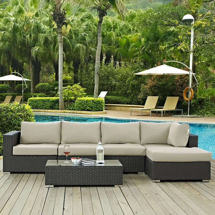Mont Royal 6 Piece Outdoor Patio Sunbrella Sectional Set