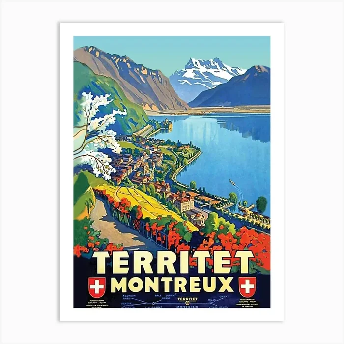 Montreux, Switzerland Art Print by Vintage Spirit