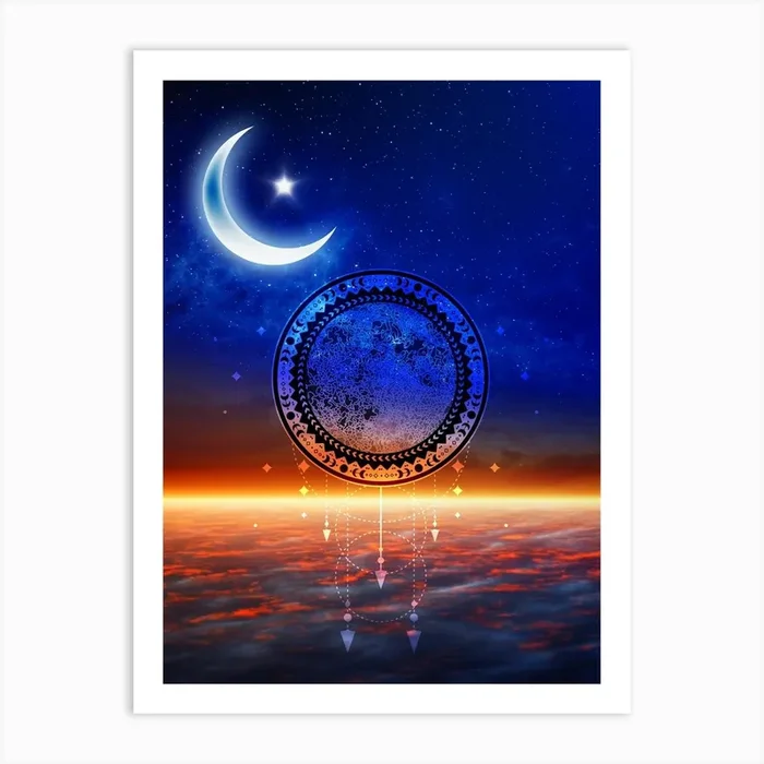 Moon And Stars In The Sky – Mystic Moon poster #2 Art Print by Synthwave1950