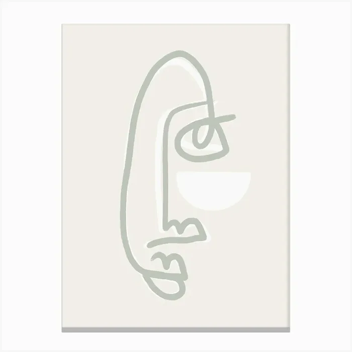 Moon Face Sage Green Canvas Print by Bohomadic Studio