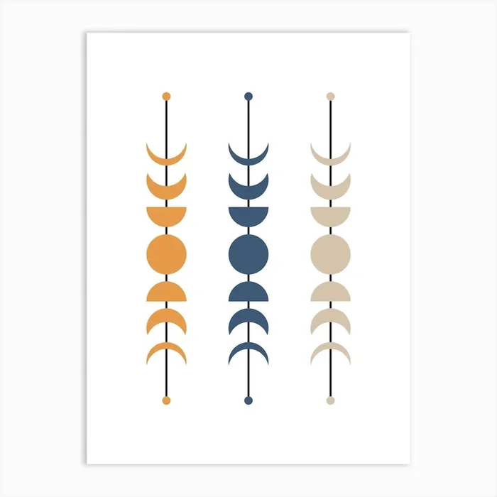 Moon Phases Art Print by Fedi Hattap Studio