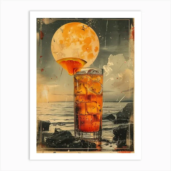 Moonlight Cocktail Art Print by Rizwana Khan