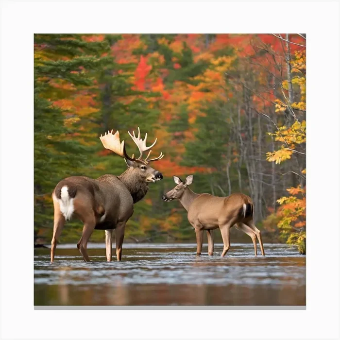 Moose And Deer Canvas Print by Cats for you