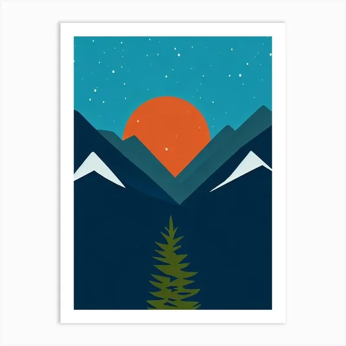 Mount Ruapehu, New Zealand Modern Illustration Skiing Poster Art Print by Piste Posters