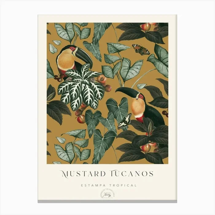 Mustard Tucanos Poster Canvas Print by Marcela Picinin