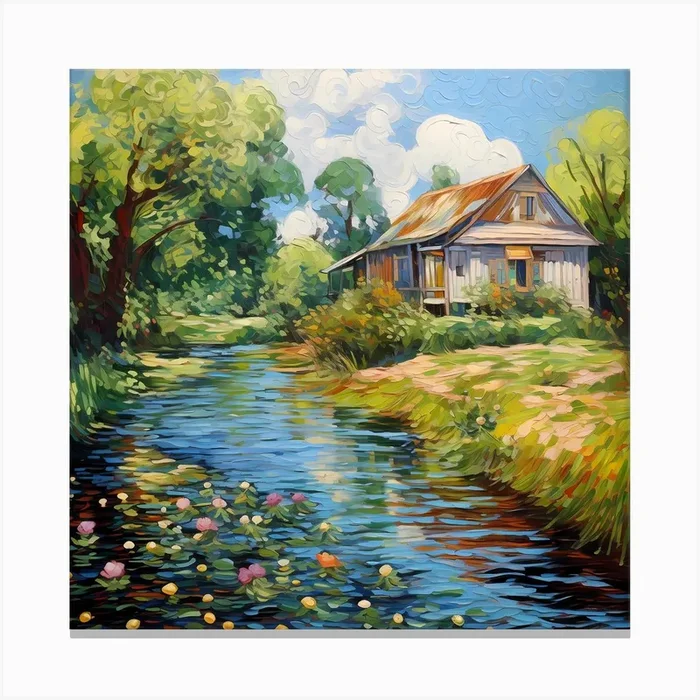 Mystic Waters: Brushstroke Overture Canvas Print by Quantum Vivid Digital Art