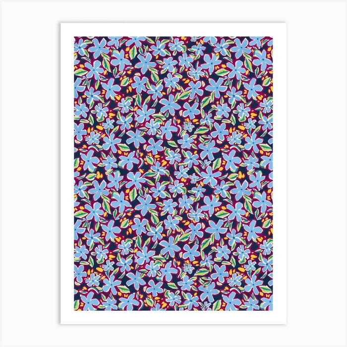 Navy Ditsy Print Art Print by Charlotte Nicholson