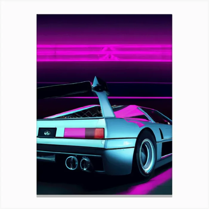 Neon Car Canvas Print by Ishwar Creation
