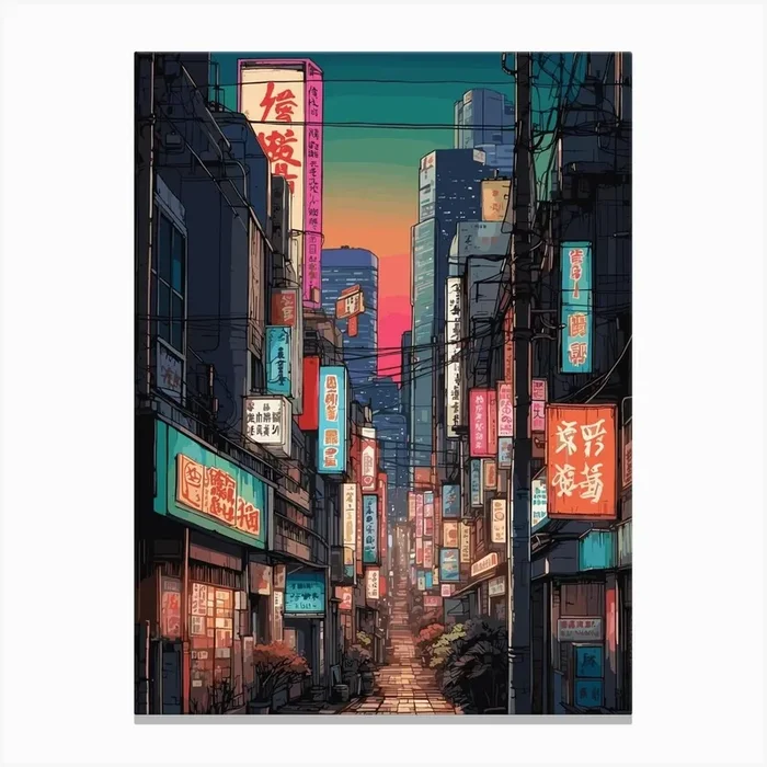 Neon Cityscape Osaka Canvas Print by Vicky Hanggara