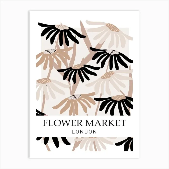 Neutral Flower Market London Art Print by Palmito