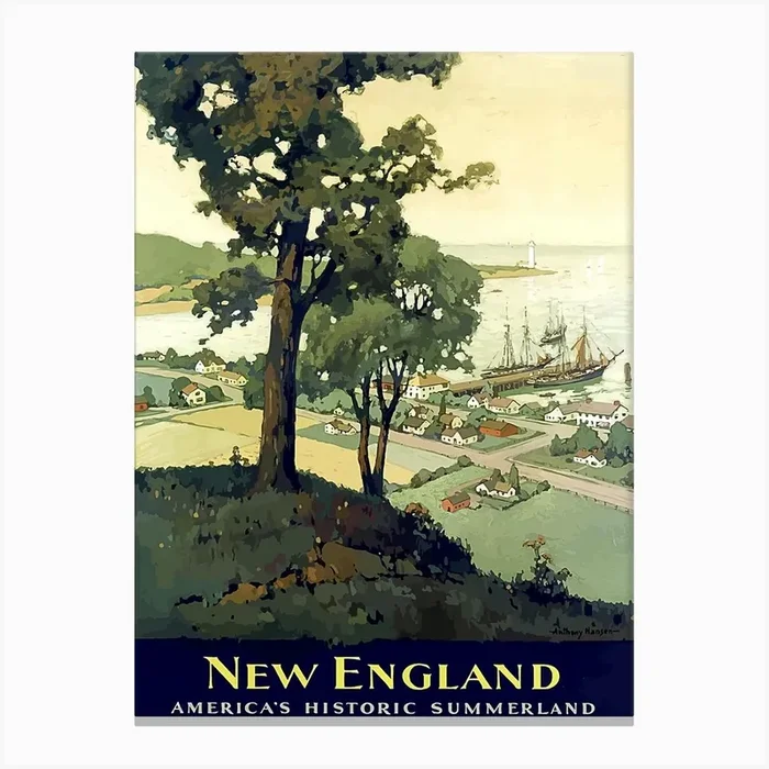 New England Coast Usa Canvas Print by Vintage Spirit
