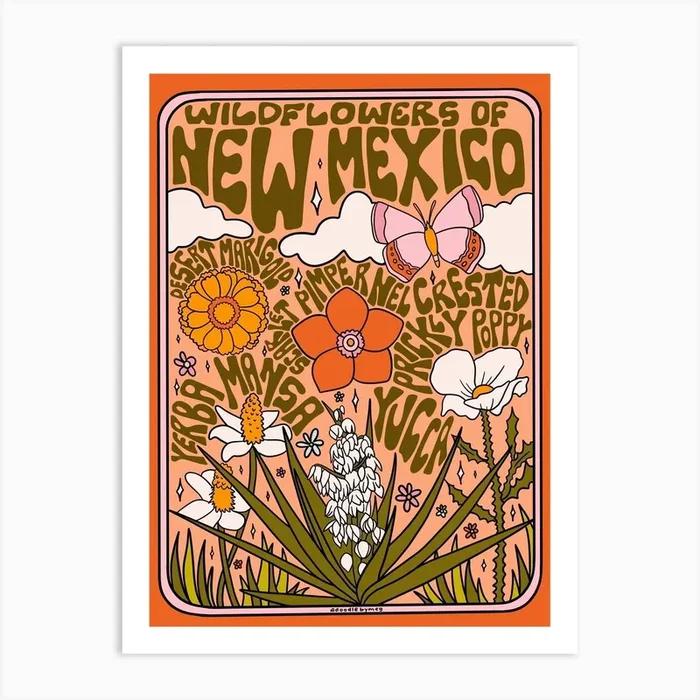 New Mexico Wildflowers Art Print by Doodle By Meg