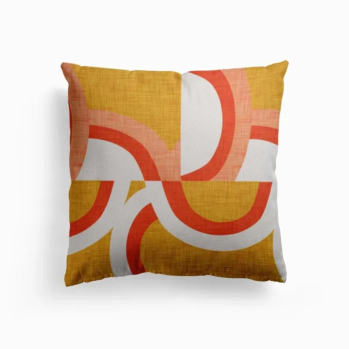 New Mid Mod Mustard Canvas Cushion by Susana Costa