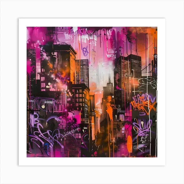 New York City, Graffiti, Street Art, Urban Hues 1 Art Print by Moisky