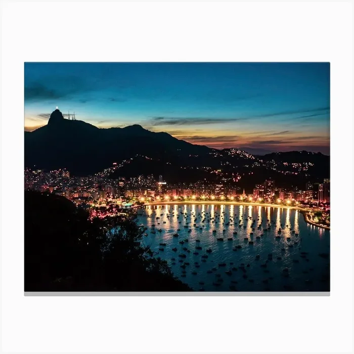 Night Falls In Rio De Janeiro Canvas Print by Graziella Granata