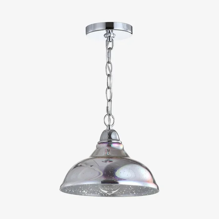 Nira Adjustable 3D Colour Burst Pendant Lamp – Chrome / Multicoloured – Glass / Metal by JONATHAN Y
