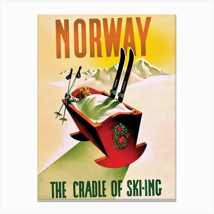 Norway The Cradle Of Skiing Canvas Print by Vintage Spirit