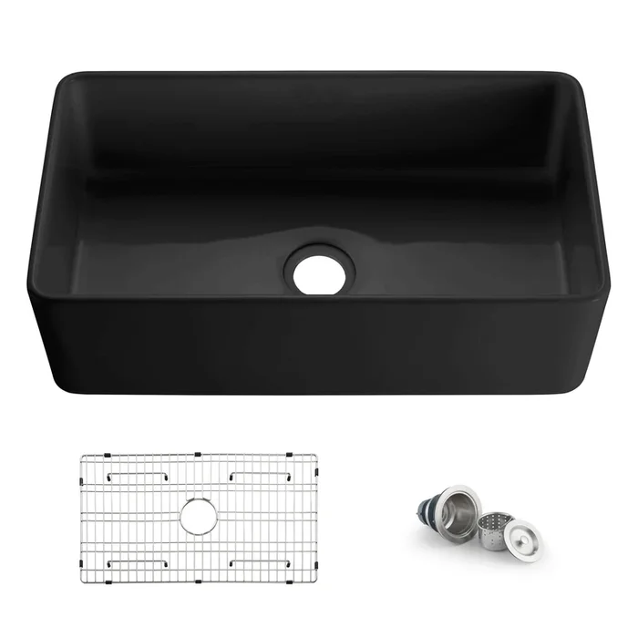 Nova 33 ” Matte Black Fireclay Single Bowl Kitchen Farmhouse Sink
