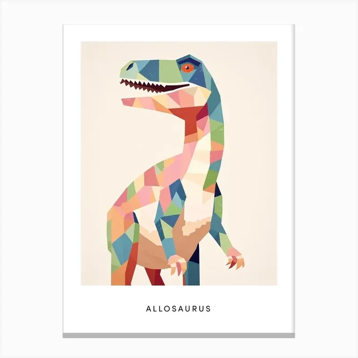 Nursery Dinosaur Art Allosaurus 4 Poster Canvas Print by Scribble Studio
