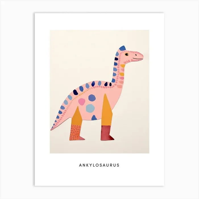 Nursery Dinosaur Art Ankylosaurus 4 Poster Art Print by Scribble Studio