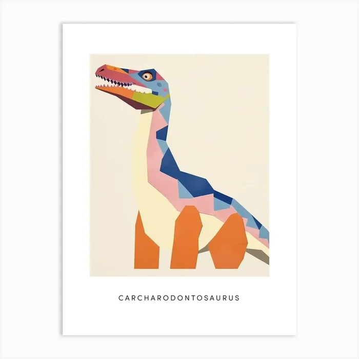 Nursery Dinosaur Art Carcharodontosaurus 2 Poster Art Print by Scribble Studio