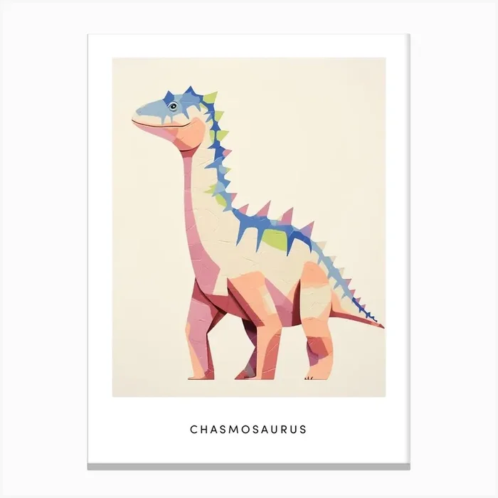 Nursery Dinosaur Art Chasmosaurus 2 Poster Canvas Print by Scribble Studio