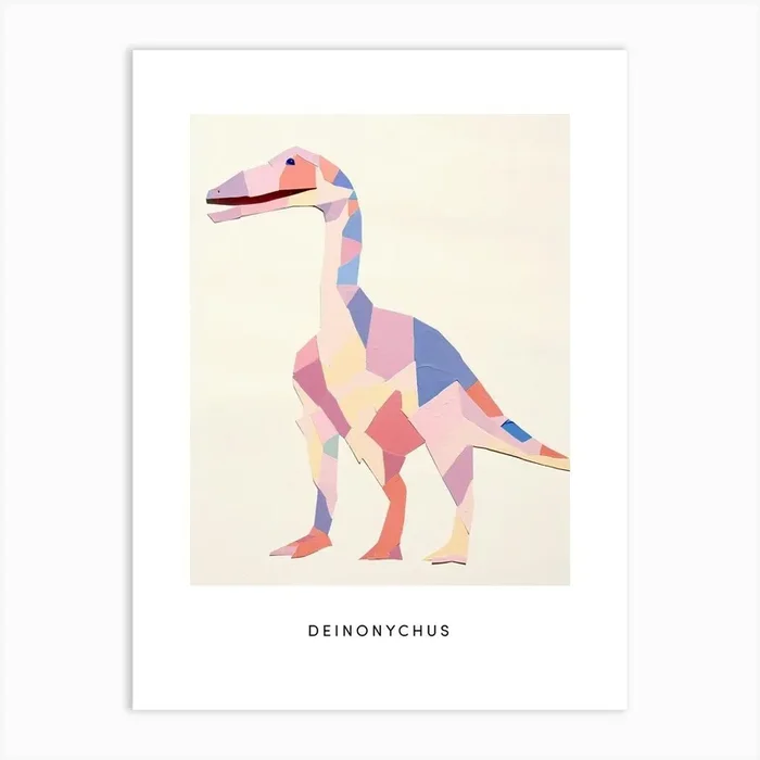 Nursery Dinosaur Art Deinonychus 1 Poster Art Print by Scribble Studio