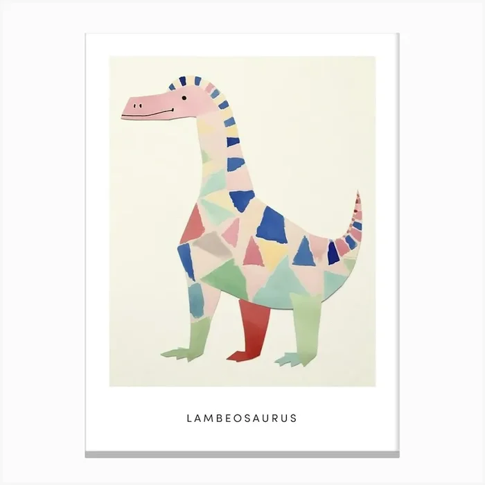 Nursery Dinosaur Art Lambeosaurus Poster Canvas Print by Scribble Studio