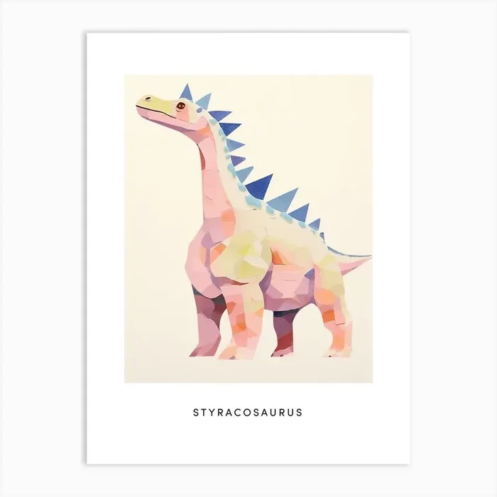 Nursery Dinosaur Art Styracosaurus 2 Poster Art Print by Scribble Studio