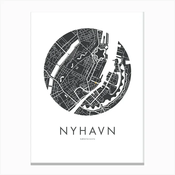 Nyhavn in Black by emerybloom Canvas PrintE by Emerybloom