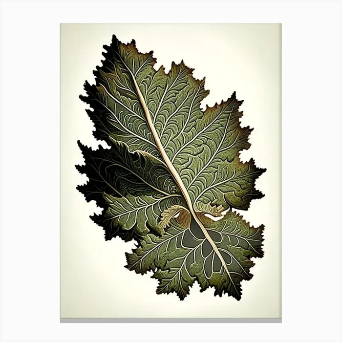 Oak Leaf Vintage Botanical 1 Canvas PrintL& by Leaf & Stem Studio