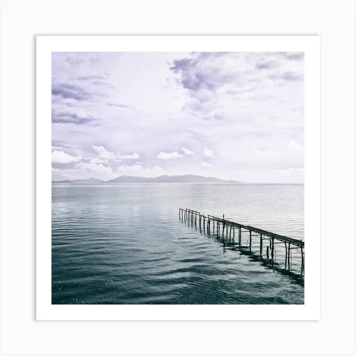 Ocean Pier Square Art Print by Sonje Mouton