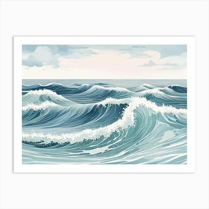 Ocean Waves 1 Art Print by Hamza
