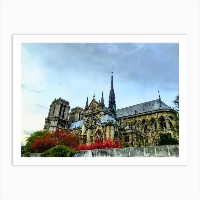 Old Cathedrale Notre Dame de Paris taken from The Seine (Paris Series) Art Print by Artscapes by Silver