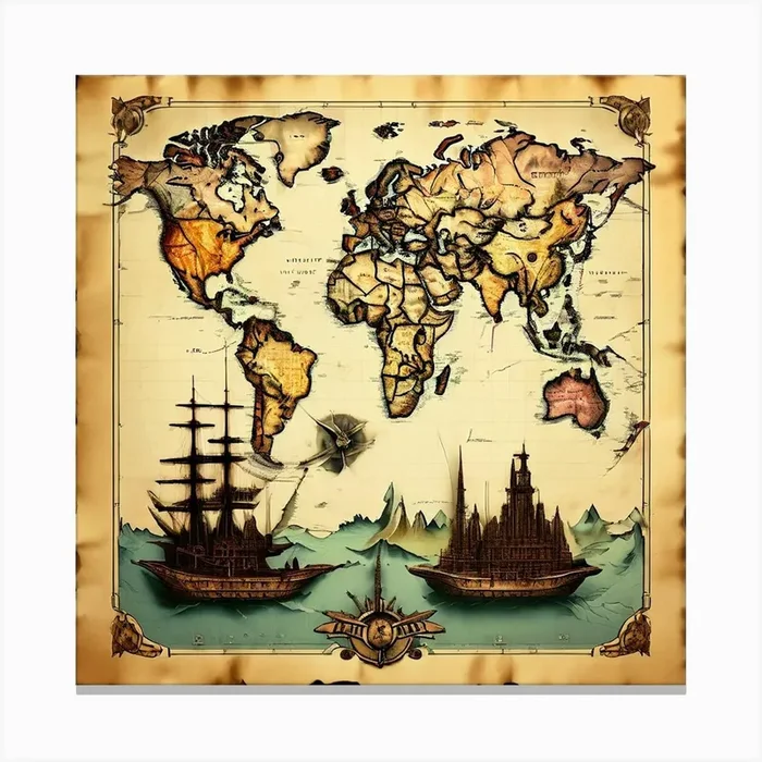 Old World Map Canvas Print by Kabo photography