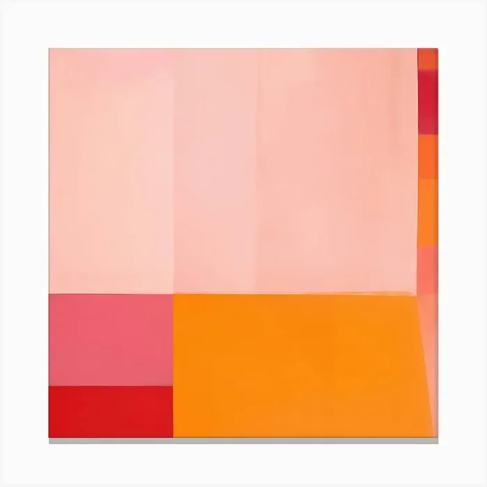 Orange Pink Abstrakte Symmetrie Malerei, ecken, kanten, linien Canvas Print by Carinaprint