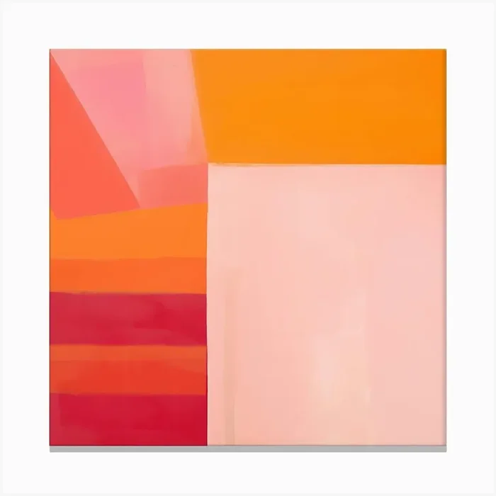 Orange Pink Abstrakte Symmetrie Malerei, ecken, kanten, linien Muster Canvas Print by Carinaprint