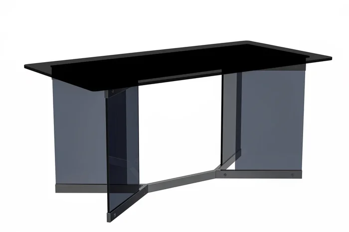 Oryn Series Modern Dining Table Black Glass and Steel Base, With 62 ” Black Glass Top