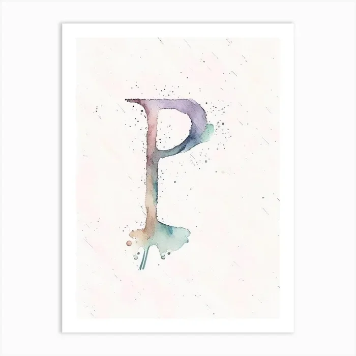 P, Letter, Alphabet Minimalist Watercolour 2 Art PrintAA by Artful ABCs