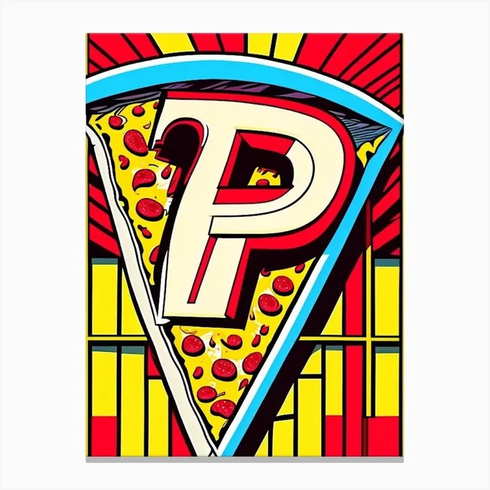 P Pizza, Letter, Alphabet Comic 1 Canvas PrintAA by Artful ABCs