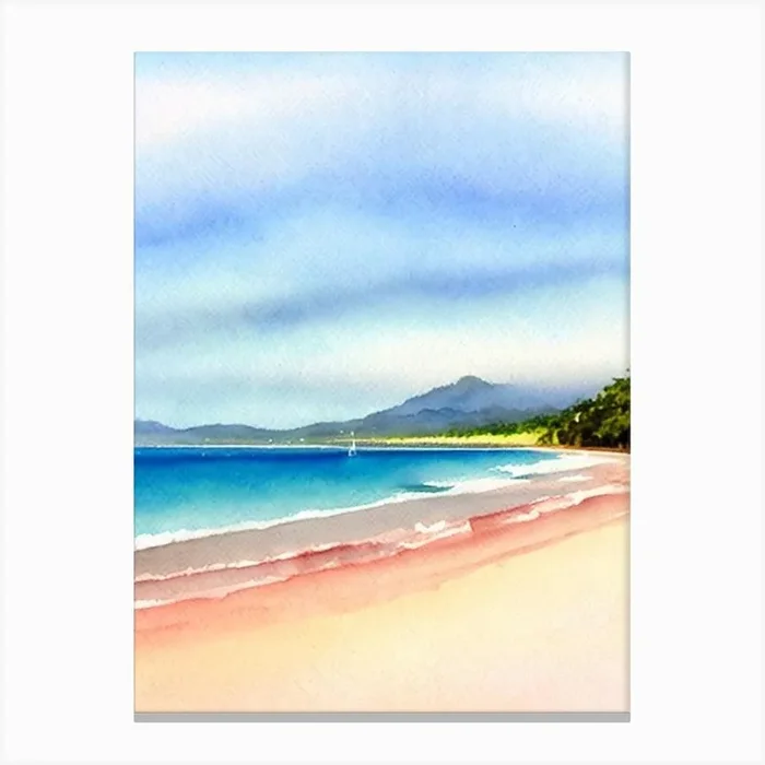 Palm Cove Beach, Australia Watercolour Canvas Print by Sand & Surf Prints