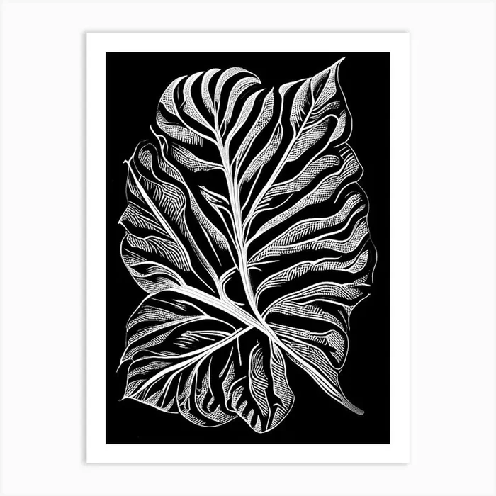 Papaya Leaf Linocut 2 Art PrintL& by Leaf & Stem Studio