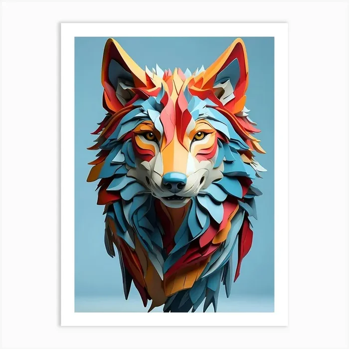 Paper Wolf Art Print by Saad design