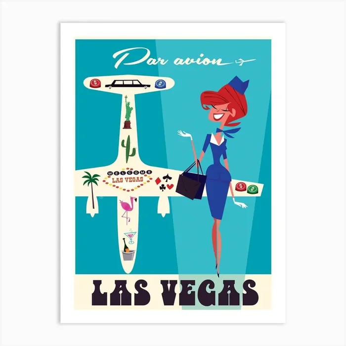 Par Avion Las Vegas Art Print by Gary Godel