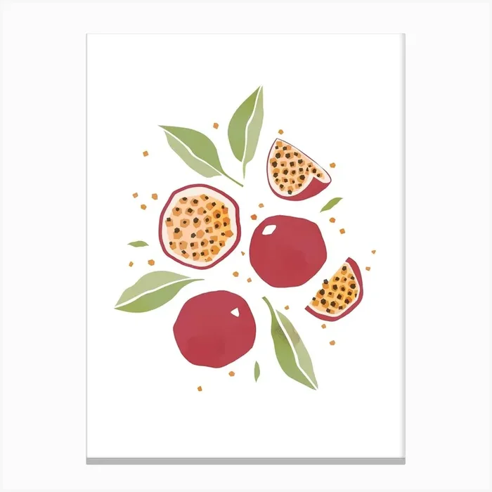 Passionfruit Fruit Colourful Food Kitchen Art Nursery Wall Canvas PrintPA by Peach and Home