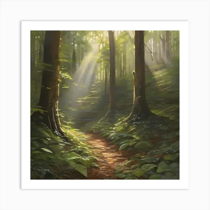 Path In The Woods 2 Art PrintW by WizardAI